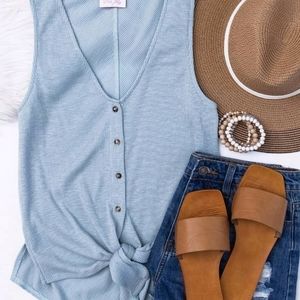 secret whispers light blue tank